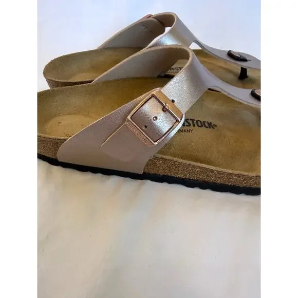 NWOT Birkenstock Gizeh Birko Flor Metallic Copper Rose Gold Thong Sandals, 41 M - Picture 4 of 5